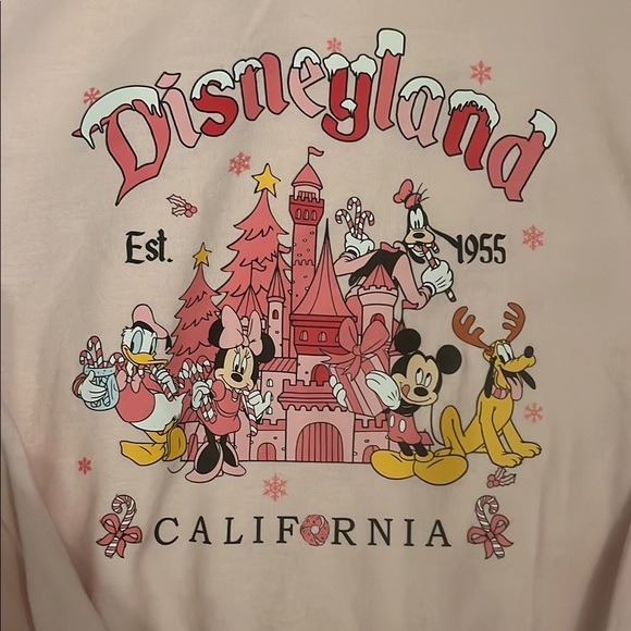 Gildan Pink Crew Neck Sweater with Disney Castle Design - Picture 2 of 5